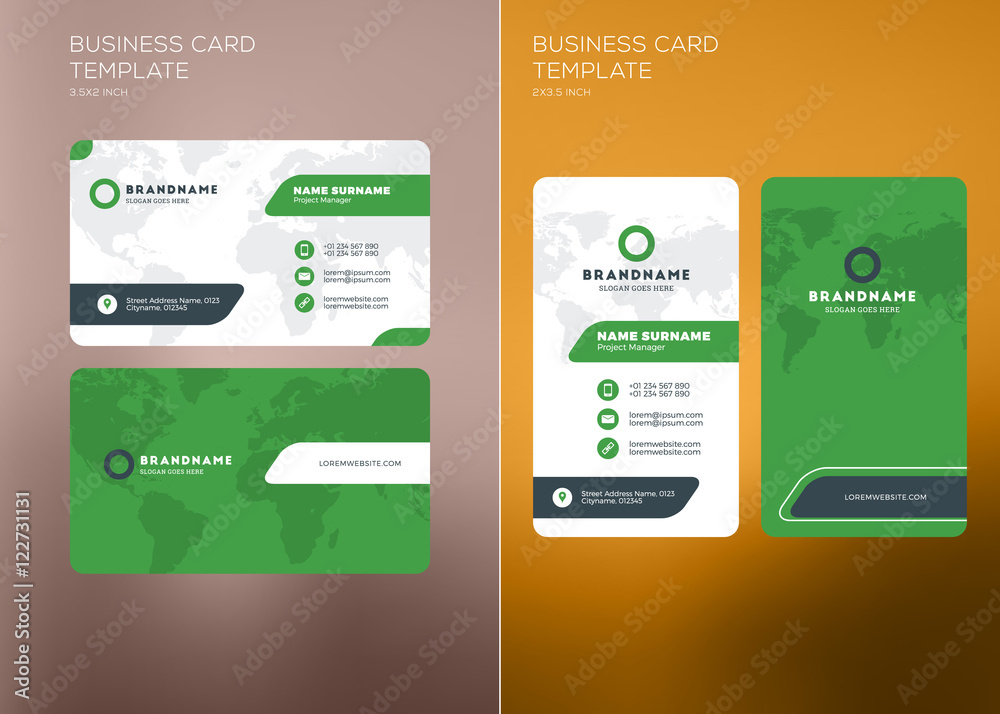 Corporate Business Card Print Template. Vertical and Horizontal Business Card Templates. Vector Illustration. Business Card Mockup Corporate Business Card Print Template. Vertical and Horizontal Business Card Templates. Vector Illustration. Business Card Mockup