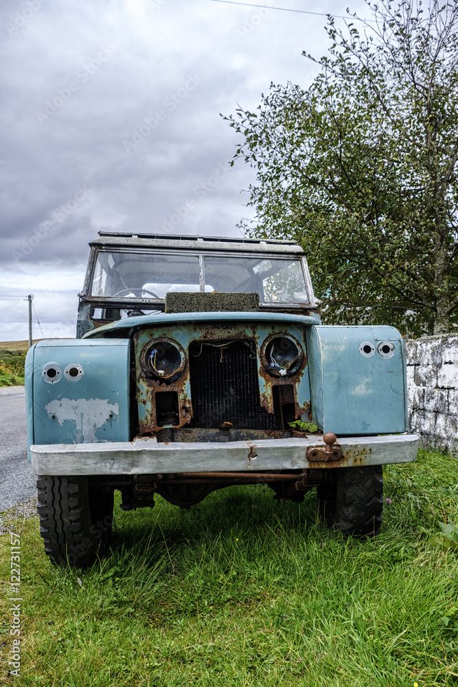 Front of old abandoned vehicle