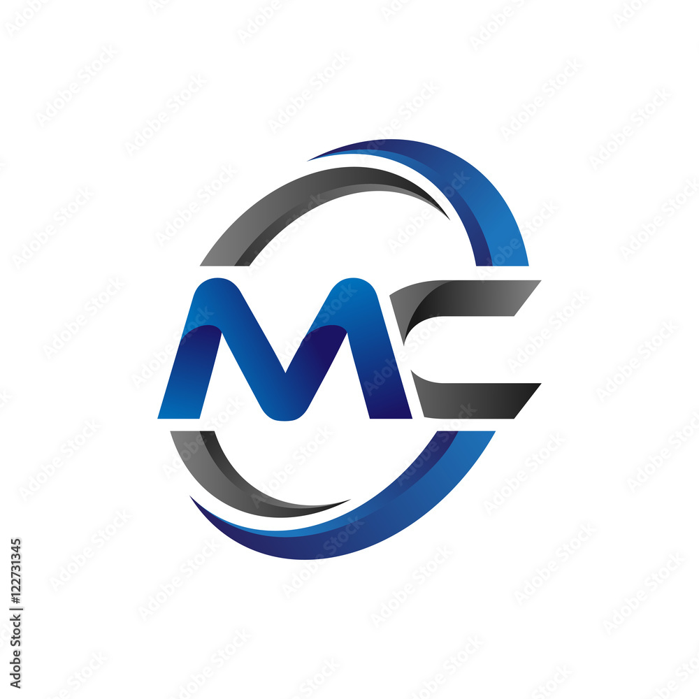 Simple Modern Initial Logo Vector Circle Swoosh mc Stock Vector ...