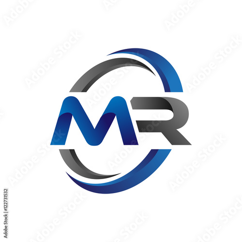 Simple Modern Initial Logo Vector Circle Swoosh mr