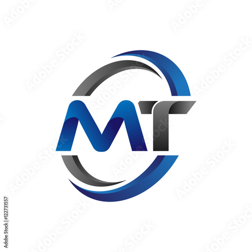 Simple Modern Initial Logo Vector Circle Swoosh mt