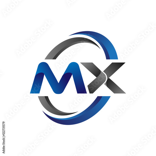 Simple Modern Initial Logo Vector Circle Swoosh mx