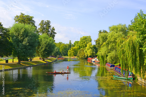 A picturesque view over the River Cam in Cambridge. Cambridge is a university city and the county town of Cambridgeshire, England, north of London.
