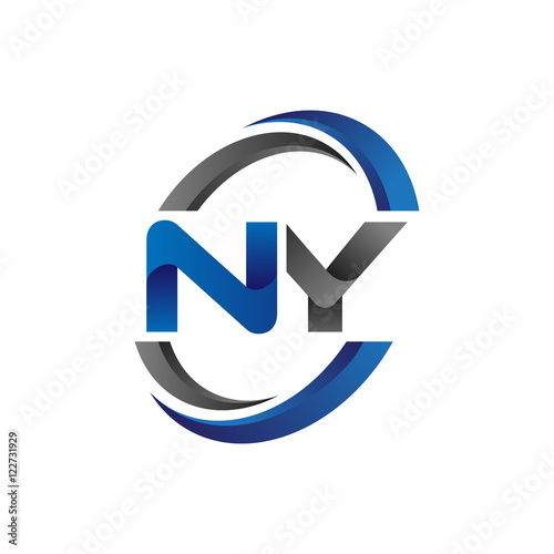 Simple Modern Initial Logo Vector Circle Swoosh ny