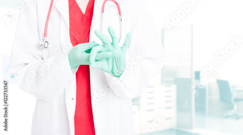 Tableau sur toile Intercourse concept with medic hand simulating penetration