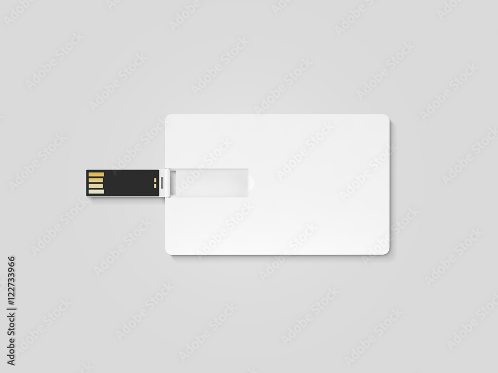 Illustrazione Stock Blank white plastic wafer usb card design mockup,  clipping path, 3d rendering. Visiting flash drive namecard mock up.  Call-card disk souvenir presentation. Flat credit stick adapter. Bussiness  favor | Adobe