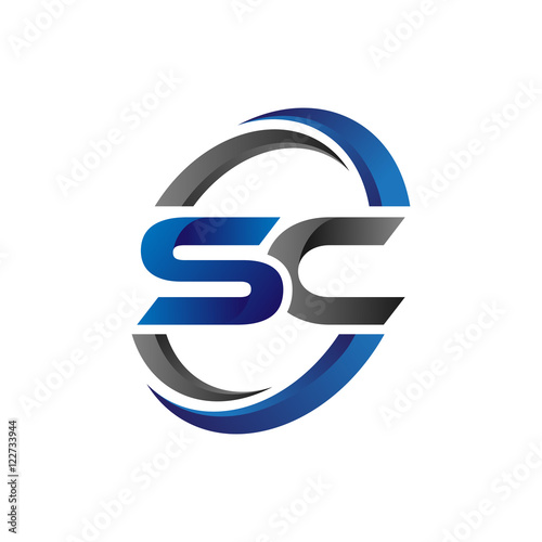 Simple Modern Initial Logo Vector Circle Swoosh sc photo
