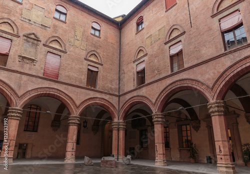 Medieval architecture in the historic center of Bologna, Italy