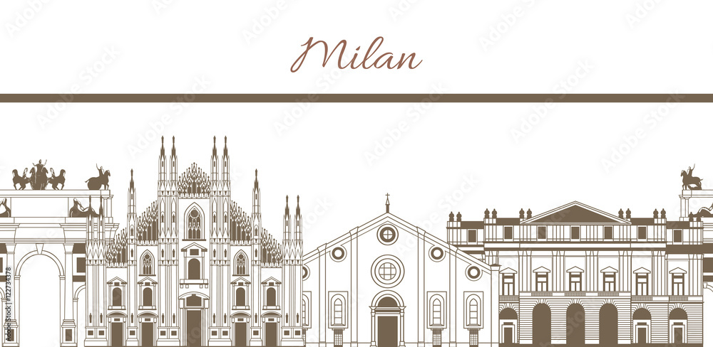 vector template with famous landmarks of Milan