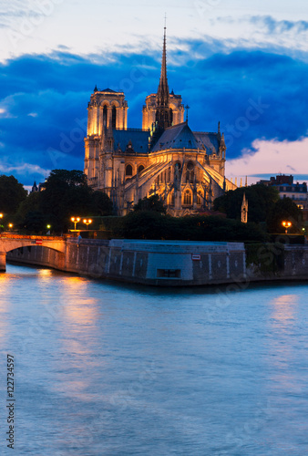 Notre Dame cathedral at sunset, Paris, France