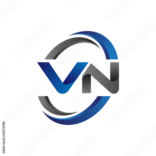 Simple Modern Initial Logo Vector Circle Swoosh vn photo