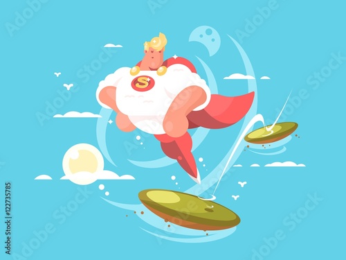 Cartoon superhero with cape