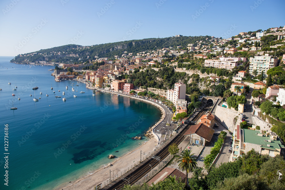 Panoramic view of Cote d'Azur near the town of Villefranche-sur-