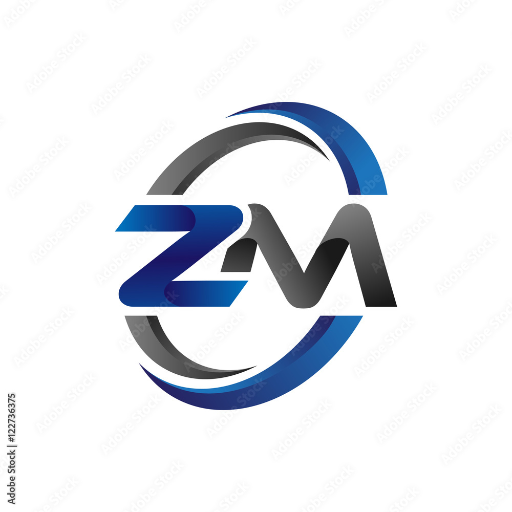 Simple Modern Initial Logo Vector Circle Swoosh zm