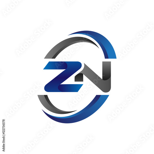 Simple Modern Initial Logo Vector Circle Swoosh zn 