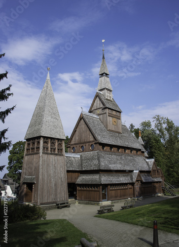 old stave church totally from wood in germany