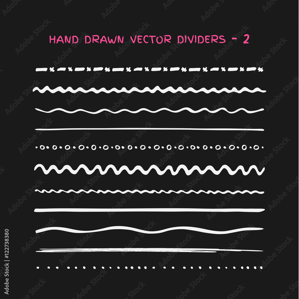 Big set of horizontal vector chalk drawn lines in style grunge on  blackboard. Doodle dividers foe web sites and infographic. Doodle chalk  brushes Stock-Vektorgrafik | Adobe Stock