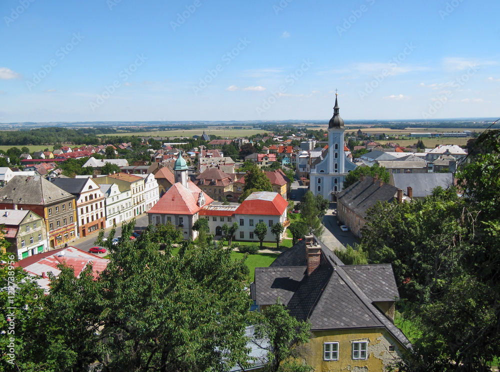 Summer View of Javornik Town / Summer View of Javornik Town from Jansky Hill (Jansky Vrch) Castle, Olomouc Region, Czech Republic