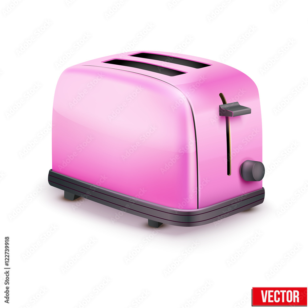 Bright Pink Glossy Toaster. Vector illustration isolated on white. Bright Pink Glossy Toaster. Vector illustration isolated on white.