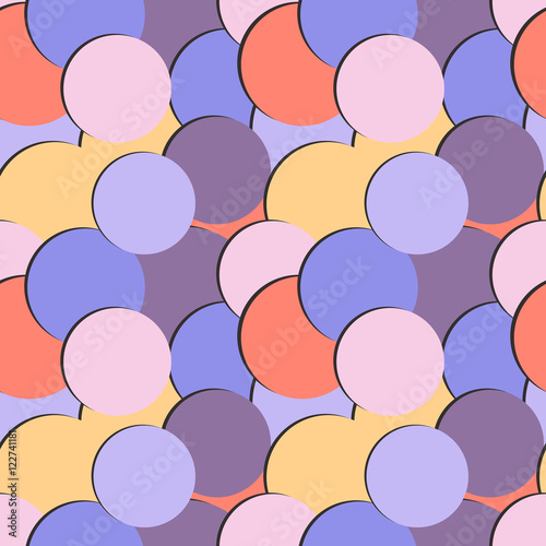 Abstract seamless pattern with colored circles and shadow 