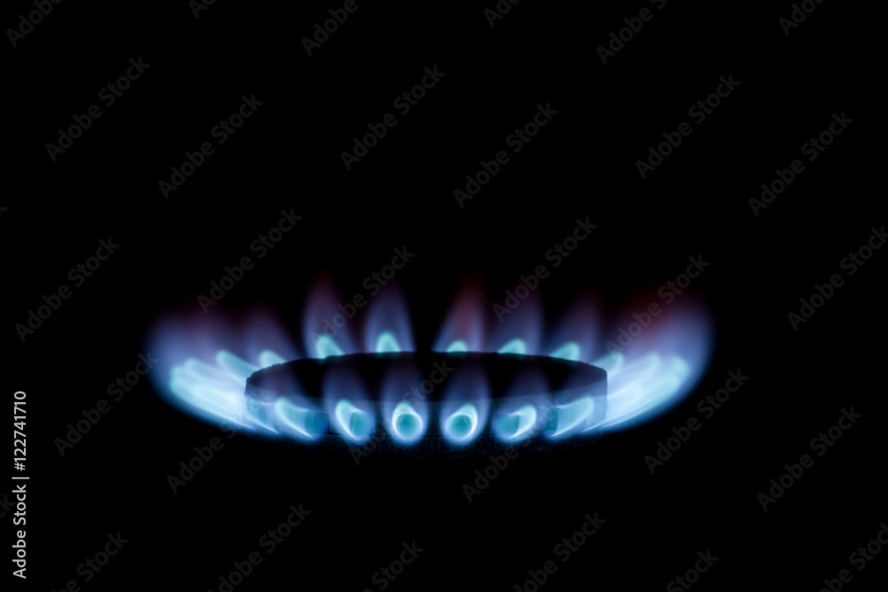Gas burner with blue flames Gas burner with blue flames