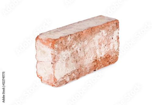 Old red brick isolated