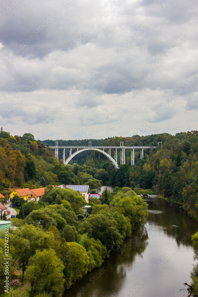 Fototapeta premium Bridge in Bechyne city, Czech Republic.