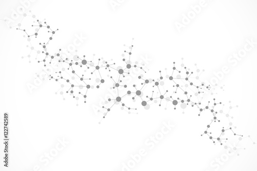 Structure molecule and communication Dna, atom, neurons. Science concept for your design. Connected lines with dots. Medical, technology, chemistry, science background. Vector illustration.