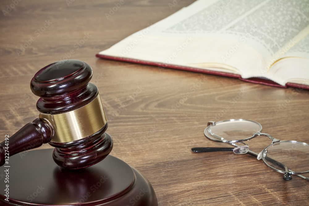 Judge gavel and old books Judge gavel and old books