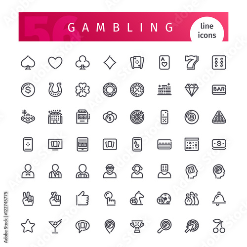 Casino Gambling  Line Icons Set