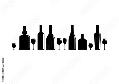 Silhouettes of bottles and glasses