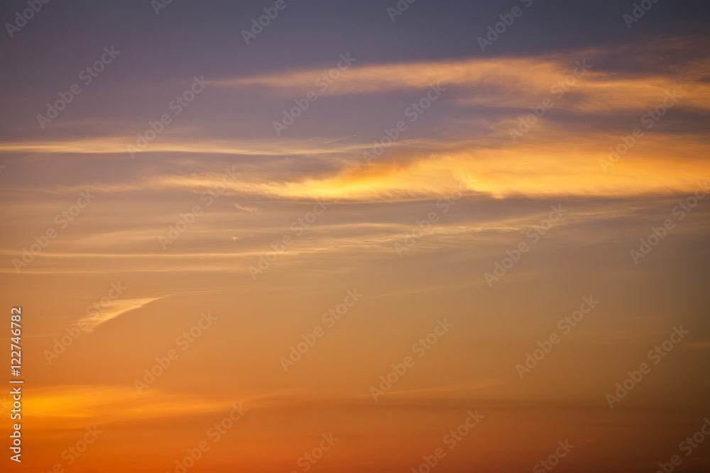 Colorful sky and clouds during Sunset as background