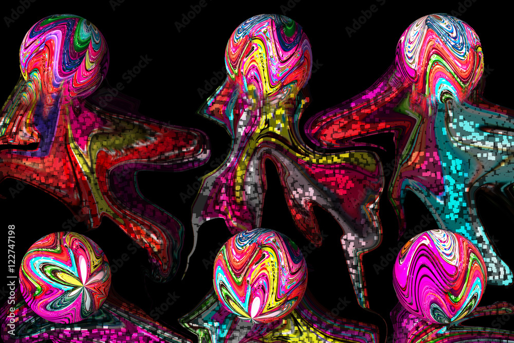 ilustración abstracta de esferas en 3d multicolor