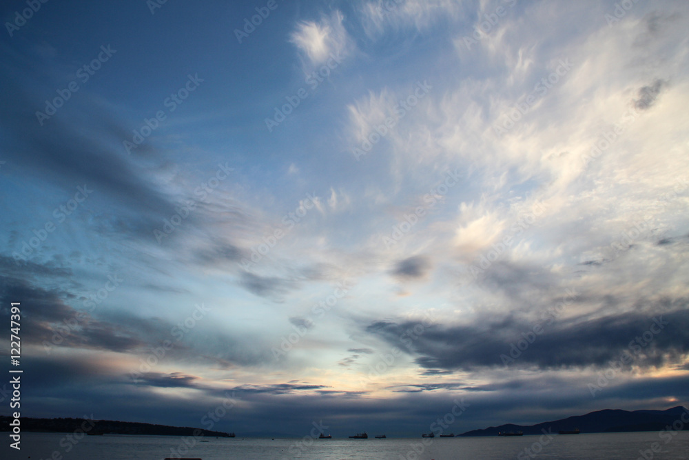 dramatic sky with cloud at English bay in Vancouver, Canada