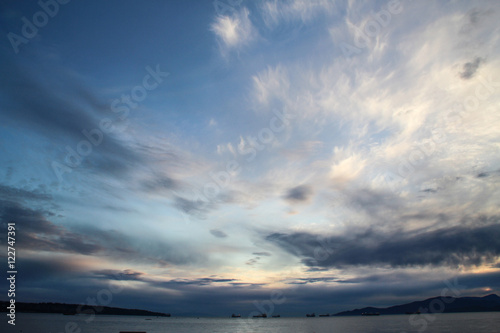 dramatic sky with cloud at English bay in Vancouver, Canada