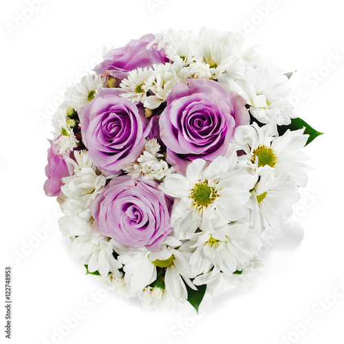 Colorful flower wedding bouquet for bride arrangement centerpiece isolated on white background.