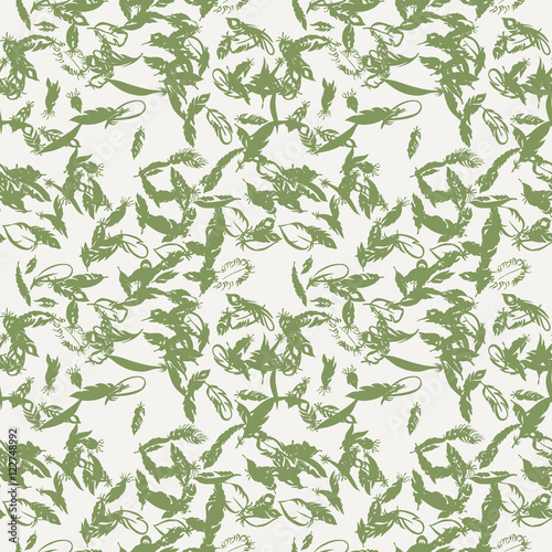 Ink feather seamless pattern. Hand drawn doodle vector background.