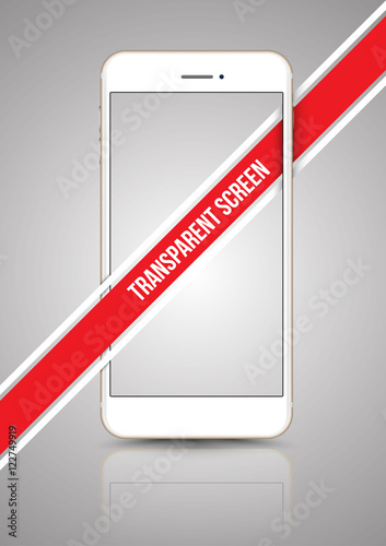 Gold smartphone mock-up transparent screen. Vector illustration for printing, website, presentation, app, game demo on smartphone.