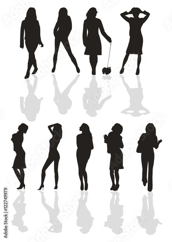 silhouettes of girls in different poses