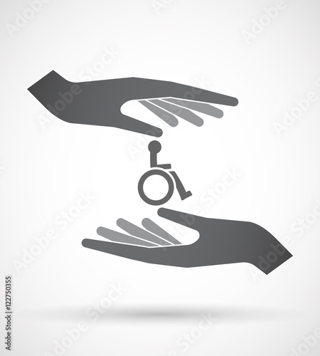 Isolated pair of hands protecting or giving  a human figure in a