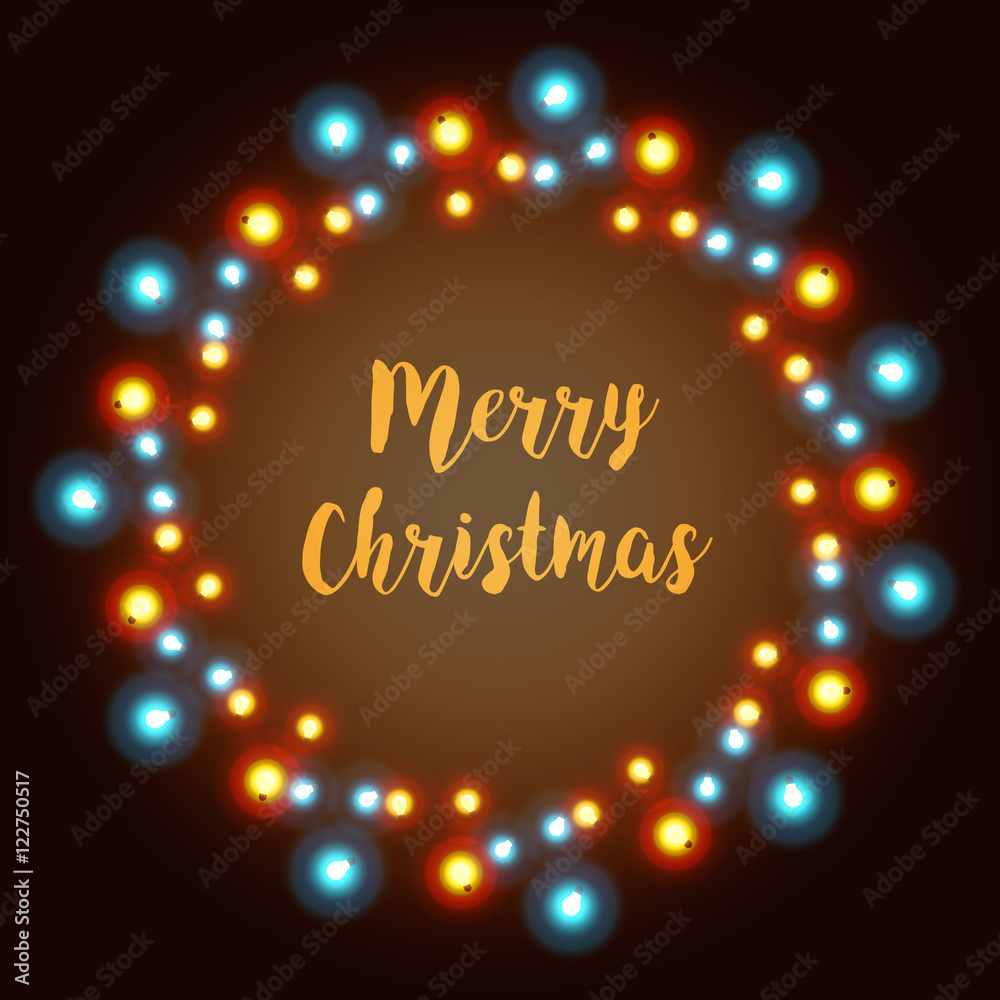 Abstract background with glowing lights. Merry Christmas vector illustration.