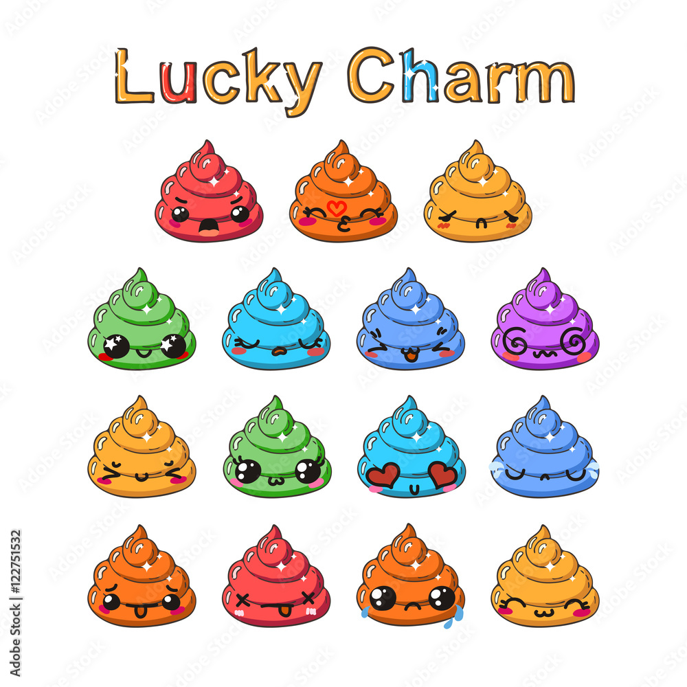 Kawaii vector poop emoticons set. Stock Vector Adobe Stock