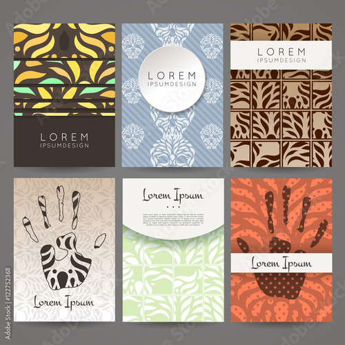 Set of vector design templates. Business card with floral ornament.