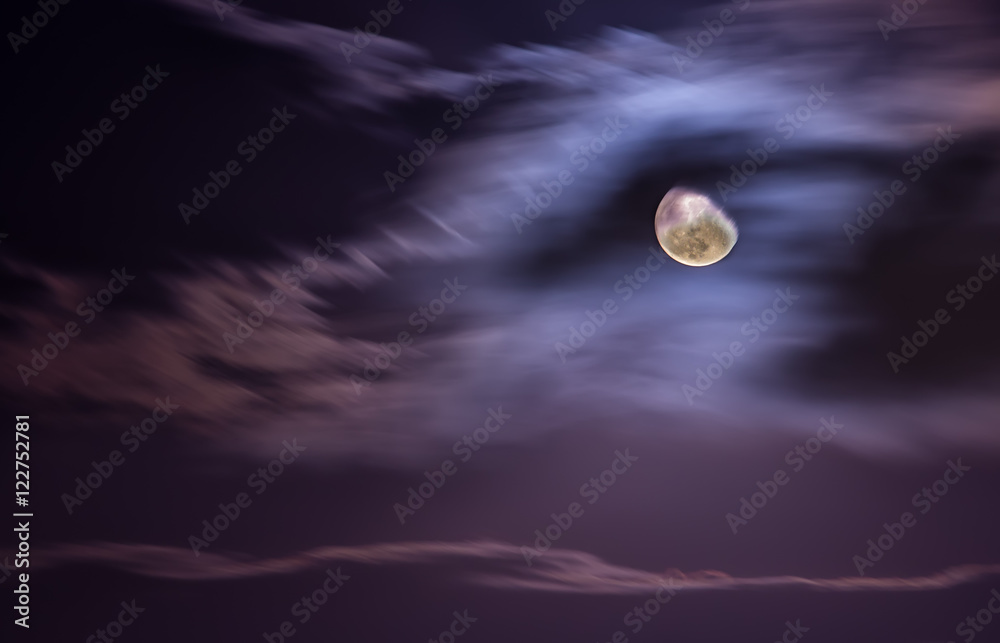 nightly sky with large moon. cloud night bright