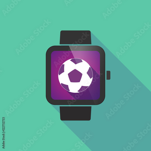 Long shadow smart watch with  a soccer ball