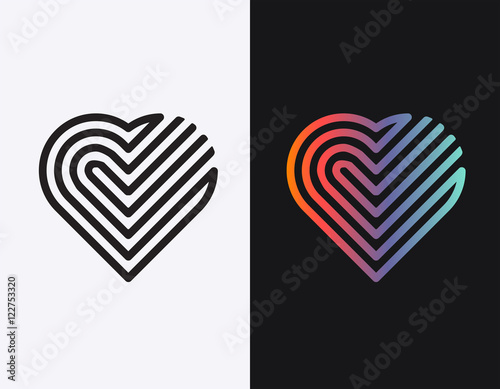 Monoline romantic heart symbol