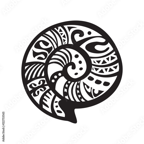 Shell tattoo in Maori style. Vector illustration EPS10
