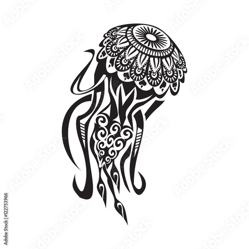 Jellyfish tattoo in Maori style. Vector illustration EPS10