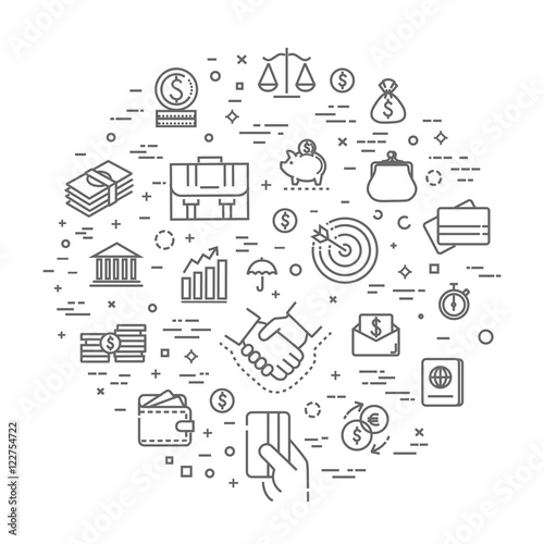 finance concept illustration, line design vector template