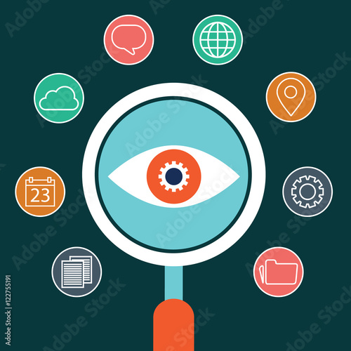 Analysis and scrutiny of the different information - vector illustration